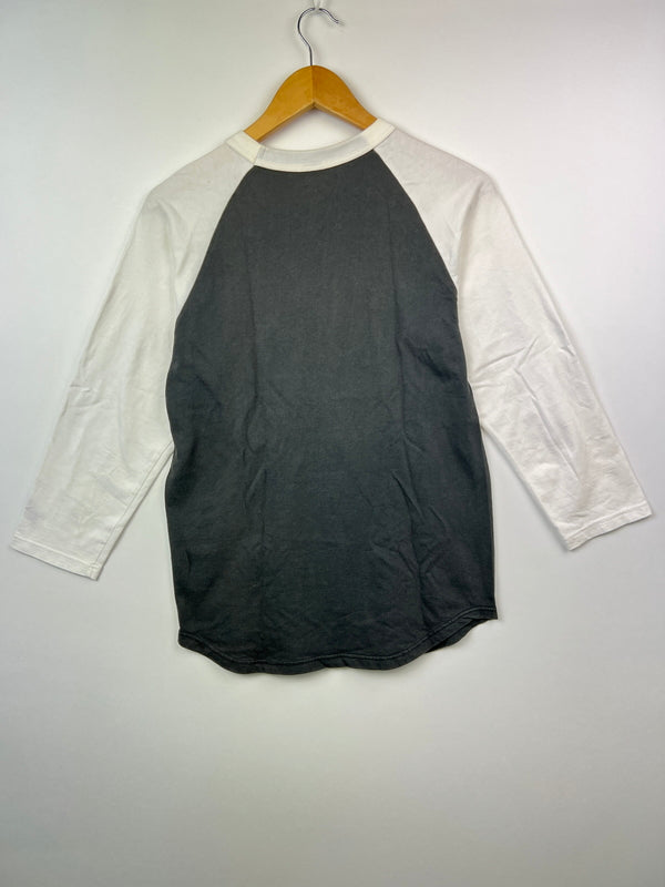 【中古品】【メンズ】 SKULL JEANS スカルジーンズ HEAVY FEELING RAGLAN T-SHIRT プリント ラグランTシャツ 七分丈 トップス 178-260719-kk-03-hon サイズ：38 カラー：ホワイト/ブラック 万代Net店