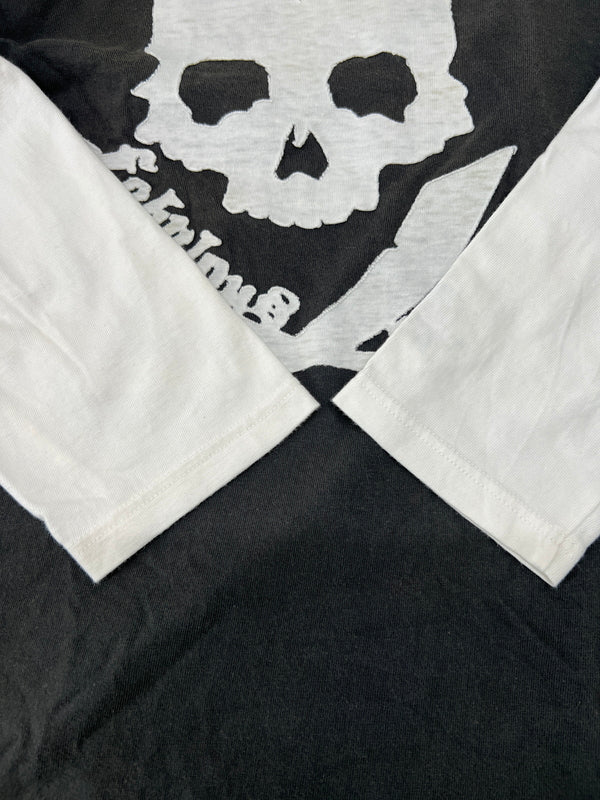【中古品】【メンズ】 SKULL JEANS スカルジーンズ HEAVY FEELING RAGLAN T-SHIRT プリント ラグランTシャツ 七分丈 トップス 178-260719-kk-03-hon サイズ：38 カラー：ホワイト/ブラック 万代Net店