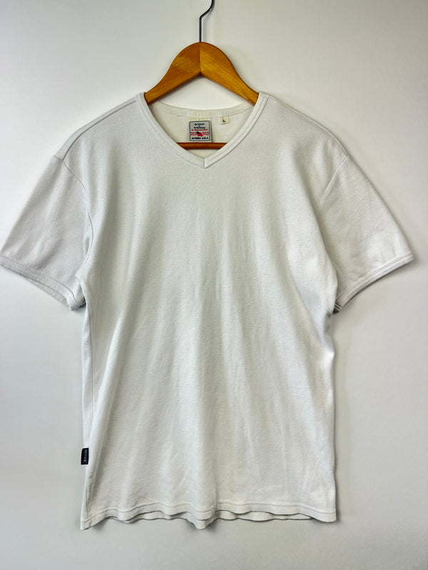 【中古品】【メンズ】 AVIREX アヴィレックス DAILY S/S V NECK T-SHIRT 617351 デイリー シリーズ ショートスリーブ Vネック Tシャツ 半袖 トップス 178-260719-kk-01-hon サイズ：L カラー：ホワイト 万代Net店