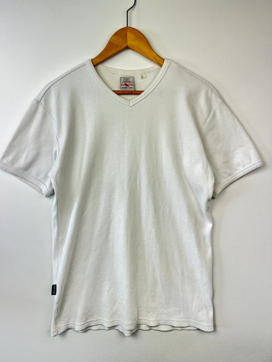 【中古品】【メンズ】 AVIREX アヴィレックス DAILY S/S V NECK T-SHIRT 617351 デイリー シリーズ ショートスリーブ Vネック Tシャツ 半袖 トップス 178-260719-kk-01-hon サイズ：L カラー：ホワイト 万代Net店