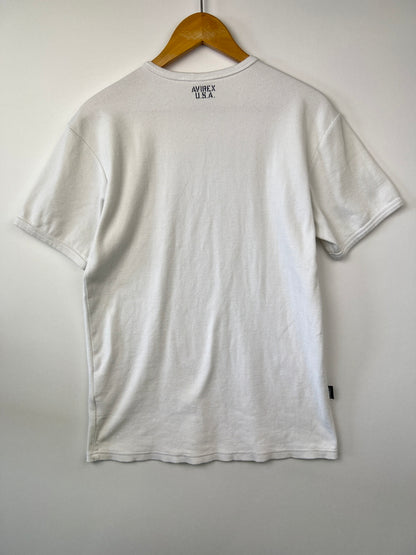 【中古品】【メンズ】 AVIREX アヴィレックス DAILY S/S V NECK T-SHIRT 617351 デイリー シリーズ ショートスリーブ Vネック Tシャツ 半袖 トップス 178-260719-kk-01-hon サイズ：L カラー：ホワイト 万代Net店