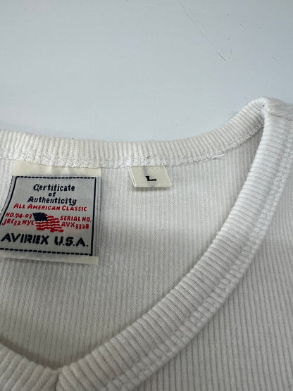 【中古品】【メンズ】 AVIREX アヴィレックス DAILY S/S V NECK T-SHIRT 617351 デイリー シリーズ ショートスリーブ Vネック Tシャツ 半袖 トップス 178-260719-kk-01-hon サイズ：L カラー：ホワイト 万代Net店
