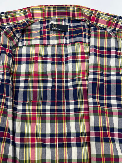 【中古品】【メンズ】 FRED PERRY フレッドペリー M9363 641 00715 276 SS CHECK B.D SHIRT チェックシャツ 半袖 ショートスリーブ 141-261003-AS-21-hon サイズ：S カラー：マルチカラー 万代Net店