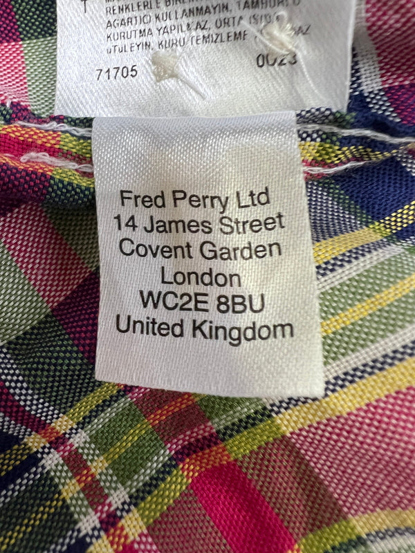 【中古品】【メンズ】 FRED PERRY フレッドペリー M9363 641 00715 276 SS CHECK B.D SHIRT チェックシャツ 半袖 ショートスリーブ 141-261003-AS-21-hon サイズ：S カラー：マルチカラー 万代Net店