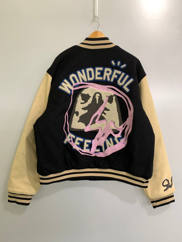 【中古品】【メンズ】 FRAGMENT DESIGN フラグメントデザイン CACTUS JACK 21SS MANIFEST LETTERMAN JACKET カクタスジャック コラボ マニフェスト レターマンジャケット アウター スタジャン 142-241101-yn-01-min サイズ：2XL カラー：ブラック 万代Net店