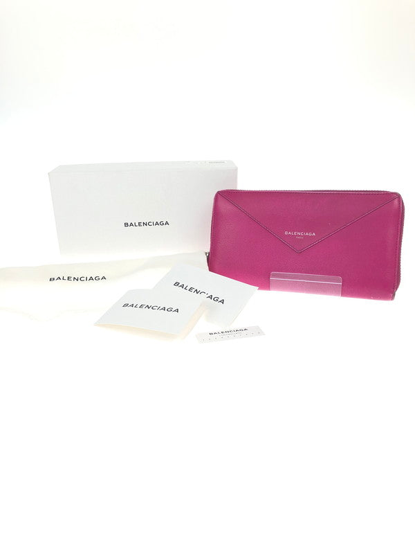 【中古品】【レディース】 BALENCIAGA バレンシアガ ペーパーコンチネンタル ジップアラウンドウォレット 381226 長財布 ラウンドファスナー 181-251216-SY-08-iwa カラー：ピンク 万代Net店