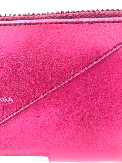 【中古品】【レディース】 BALENCIAGA バレンシアガ ペーパーコンチネンタル ジップアラウンドウォレット 381226 長財布 ラウンドファスナー 181-251216-SY-08-iwa カラー：ピンク 万代Net店