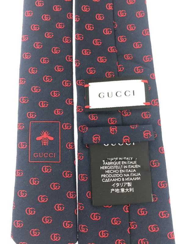 【中古美品】【メンズ】 GUCCI グッチ  GG LOGO SILK TIE GGロゴ シルクタイ 服飾雑貨 ネクタイ 183-241226-SY-14-iwa カラー：ネイビー 万代Net店