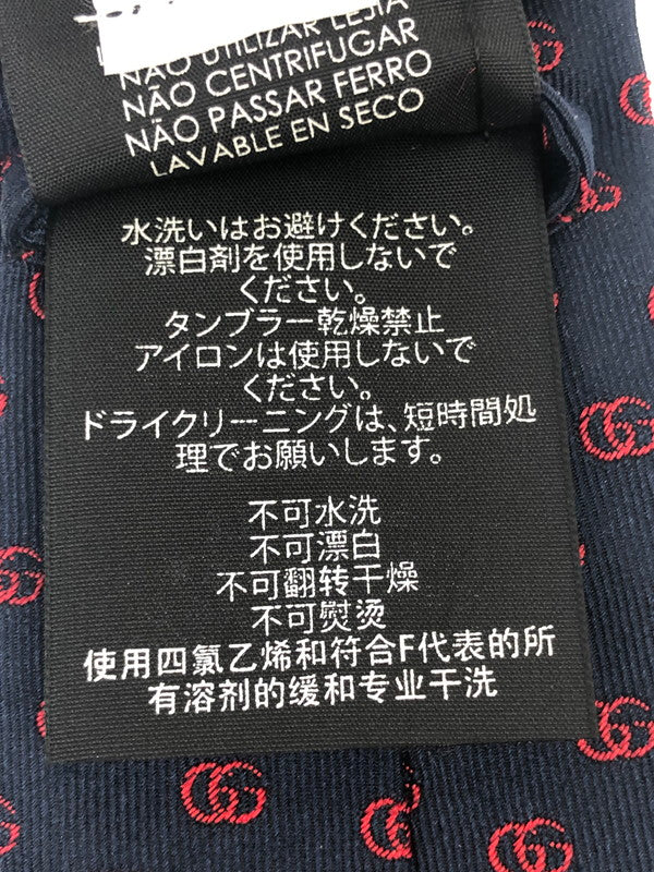【中古美品】【メンズ】 GUCCI グッチ GG LOGO SILK TIE GGロゴ シルクタイ 服飾雑貨 ネクタイ 183-251216-SY-07-iwa カラー：ネイビー 万代Net店