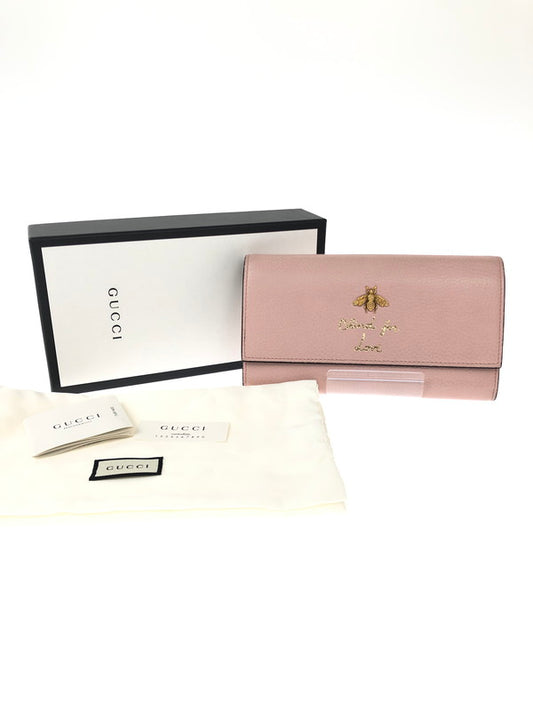 【中古品】【レディース】 GUCCI グッチ  アニマリエ コンチネンタルウォレット ビー 454070 1147 長財布  181-241225-SY-19-iwa カラー：ピンク 万代Net店