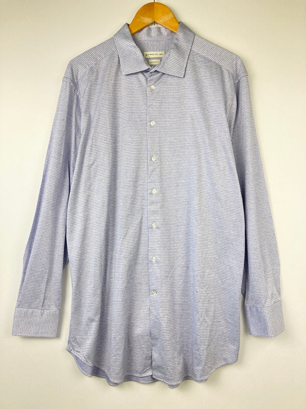 【中古品】【メンズ】 ETRO エトロ Geometric Print Long Sleeve Shirt 11451 3129 ジオメトリック プリント ロングスリーブ シャツ トップス 141-260807-SH-08-hon サイズ：イタリア47 カラー：ブルー/ホワイト系 万代Net店