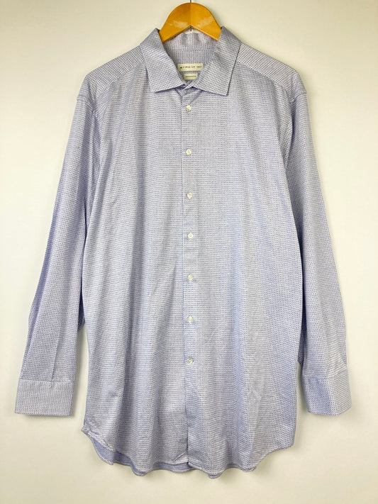 【中古品】【メンズ】 ETRO エトロ Geometric Print Long Sleeve Shirt 11451 3129 ジオメトリック プリント ロングスリーブ シャツ トップス 141-260807-SH-08-hon サイズ：イタリア47 カラー：ブルー/ホワイト系 万代Net店