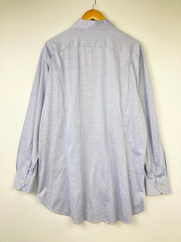 【中古品】【メンズ】 ETRO エトロ Geometric Print Long Sleeve Shirt 11451 3129 ジオメトリック プリント ロングスリーブ シャツ トップス 141-260807-SH-08-hon サイズ：イタリア47 カラー：ブルー/ホワイト系 万代Net店