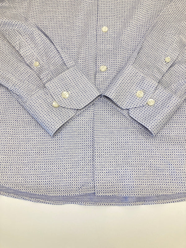 【中古品】【メンズ】 ETRO エトロ Geometric Print Long Sleeve Shirt 11451 3129 ジオメトリック プリント ロングスリーブ シャツ トップス 141-260807-SH-08-hon サイズ：イタリア47 カラー：ブルー/ホワイト系 万代Net店