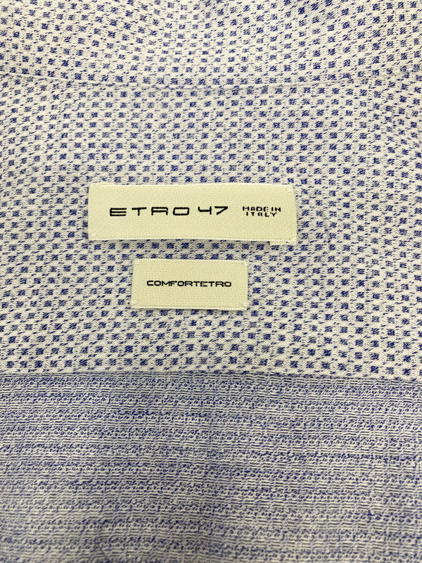 【中古品】【メンズ】 ETRO エトロ Geometric Print Long Sleeve Shirt 11451 3129 ジオメトリック プリント ロングスリーブ シャツ トップス 141-260807-SH-08-hon サイズ：イタリア47 カラー：ブルー/ホワイト系 万代Net店