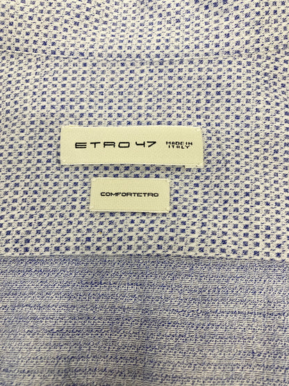 【中古品】【メンズ】 ETRO エトロ Geometric Print Long Sleeve Shirt 11451 3129 ジオメトリック プリント ロングスリーブ シャツ トップス 141-260807-SH-08-hon サイズ：イタリア47 カラー：ブルー/ホワイト系 万代Net店