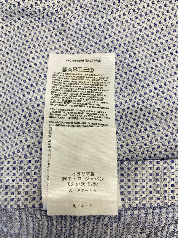 【中古品】【メンズ】 ETRO エトロ Geometric Print Long Sleeve Shirt 11451 3129 ジオメトリック プリント ロングスリーブ シャツ トップス 141-260807-SH-08-hon サイズ：イタリア47 カラー：ブルー/ホワイト系 万代Net店