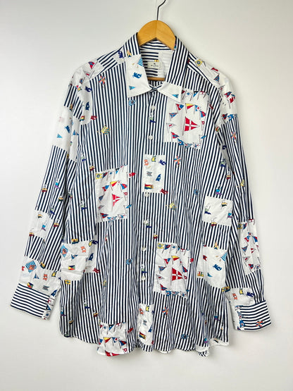 【中古品】【メンズ】 ETRO エトロ L/S STRIPE SHIRT 211-13190-4734 ロングスリーブ ストライプシャツ 長袖 トップス 141-260803-kk-07-hon サイズ：XXL カラー：NAVY/WHITE 万代Net店