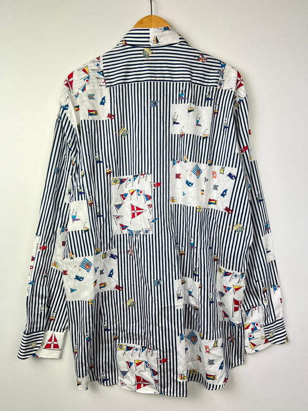 【中古品】【メンズ】 ETRO エトロ L/S STRIPE SHIRT 211-13190-4734 ロングスリーブ ストライプシャツ 長袖 トップス 141-260803-kk-07-hon サイズ：XXL カラー：NAVY/WHITE 万代Net店