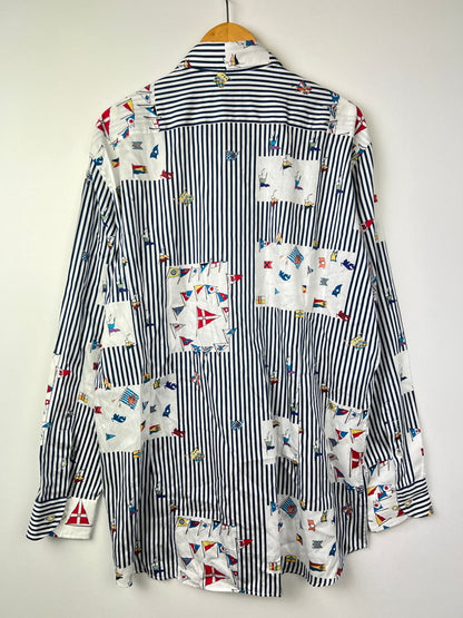 【中古品】【メンズ】 ETRO エトロ L/S STRIPE SHIRT 211-13190-4734 ロングスリーブ ストライプシャツ 長袖 トップス 141-260803-kk-07-hon サイズ：XXL カラー：NAVY/WHITE 万代Net店