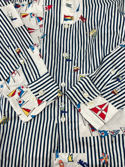 【中古品】【メンズ】 ETRO エトロ L/S STRIPE SHIRT 211-13190-4734 ロングスリーブ ストライプシャツ 長袖 トップス 141-260803-kk-07-hon サイズ：XXL カラー：NAVY/WHITE 万代Net店