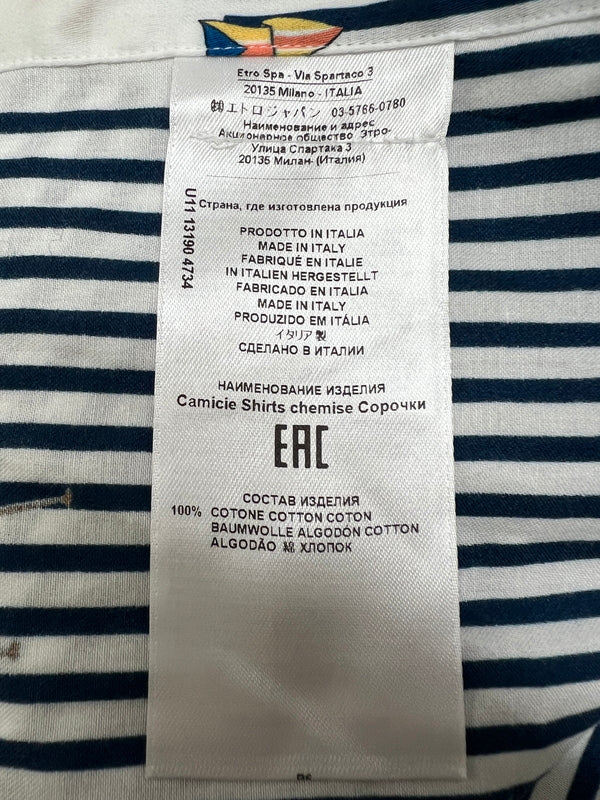 【中古品】【メンズ】 ETRO エトロ L/S STRIPE SHIRT 211-13190-4734 ロングスリーブ ストライプシャツ 長袖 トップス 141-260803-kk-07-hon サイズ：XXL カラー：NAVY/WHITE 万代Net店