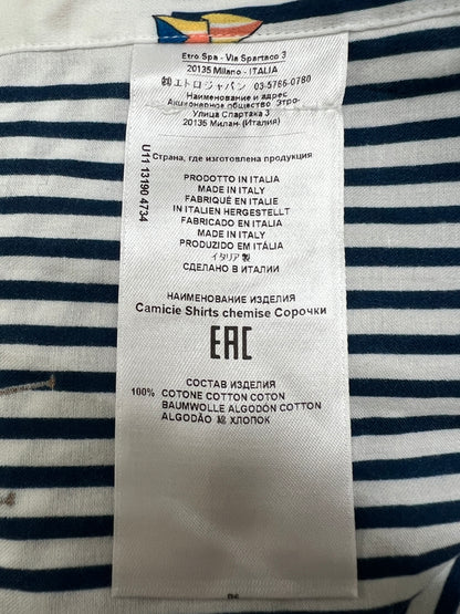 【中古品】【メンズ】 ETRO エトロ L/S STRIPE SHIRT 211-13190-4734 ロングスリーブ ストライプシャツ 長袖 トップス 141-260803-kk-07-hon サイズ：XXL カラー：NAVY/WHITE 万代Net店