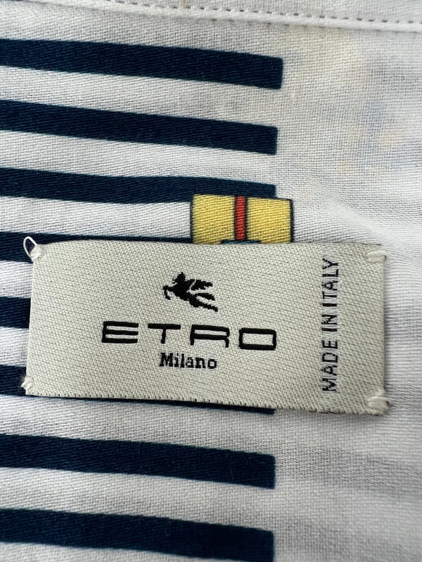 【中古品】【メンズ】 ETRO エトロ L/S STRIPE SHIRT 211-13190-4734 ロングスリーブ ストライプシャツ 長袖 トップス 141-260803-kk-07-hon サイズ：XXL カラー：NAVY/WHITE 万代Net店