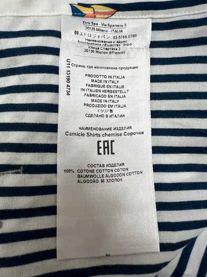 【中古品】【メンズ】 ETRO エトロ L/S STRIPE SHIRT 211-13190-4734 ロングスリーブ ストライプシャツ 長袖 トップス 141-260803-kk-07-hon サイズ：XXL カラー：NAVY/WHITE 万代Net店
