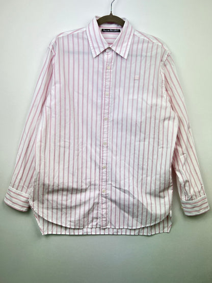 【中古品】【メンズ】 Acne Studios アクネストゥディオズ STRIPED FACE PATCH L/S SHIRT FA-UX-SHIR000035 ストライプ フェイスパッチ ロングスリーブシャツ 長袖 トップス 141-260705-kk-13-hon サイズ：XS カラー：ホワイト/ピンク 万代Net店