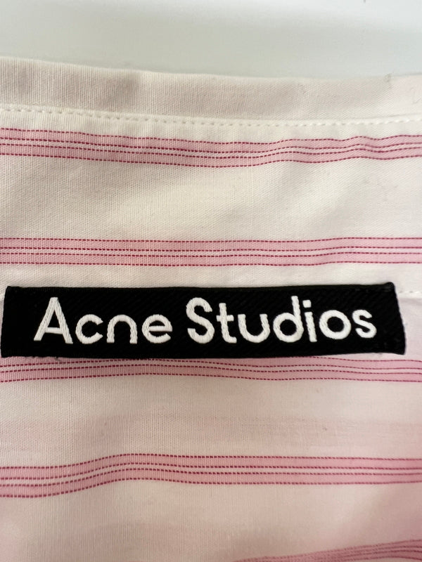 【中古品】【メンズ】 Acne Studios アクネストゥディオズ STRIPED FACE PATCH L/S SHIRT FA-UX-SHIR000035 ストライプ フェイスパッチ ロングスリーブシャツ 長袖 トップス 141-260705-kk-13-hon サイズ：XS カラー：ホワイト/ピンク 万代Net店