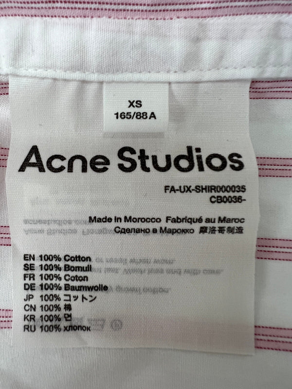 【中古品】【メンズ】 Acne Studios アクネストゥディオズ STRIPED FACE PATCH L/S SHIRT FA-UX-SHIR000035 ストライプ フェイスパッチ ロングスリーブシャツ 長袖 トップス 141-260705-kk-13-hon サイズ：XS カラー：ホワイト/ピンク 万代Net店