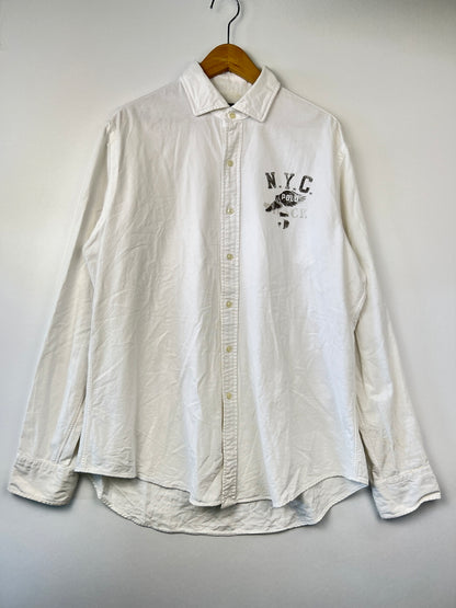【中古品】【メンズ】 Polo Ralph Lauren ポロラルフローレン Stretch Oxford Shirt 710636139001 ストレッチオックスフォードシャツ トップス 147-260809-SH-02-hon サイズ：L カラー：ホワイト 万代Net店