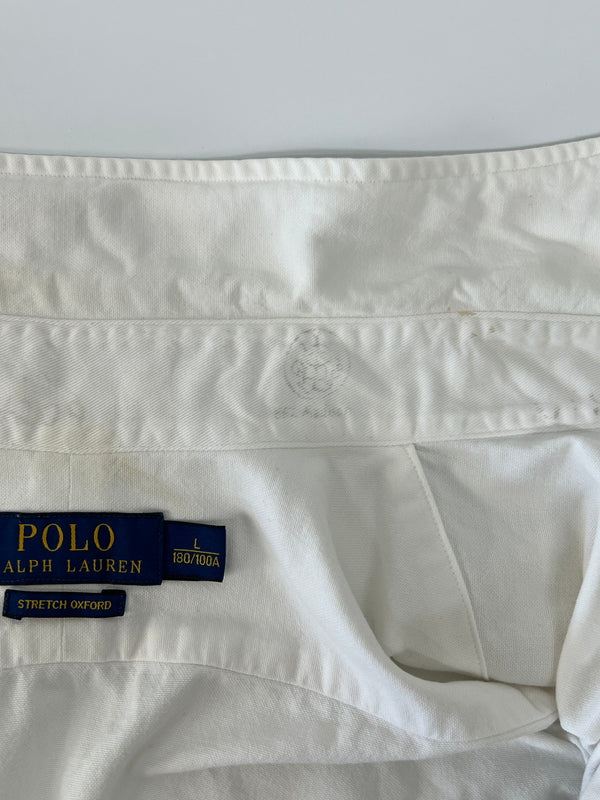 【中古品】【メンズ】 Polo Ralph Lauren ポロラルフローレン Stretch Oxford Shirt 710636139001 ストレッチオックスフォードシャツ トップス 147-260809-SH-02-hon サイズ：L カラー：ホワイト 万代Net店