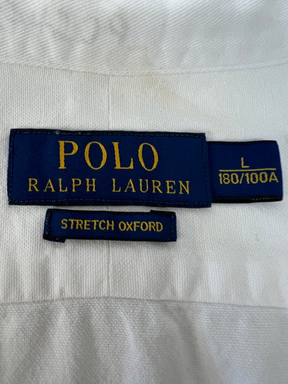 【中古品】【メンズ】 Polo Ralph Lauren ポロラルフローレン Stretch Oxford Shirt 710636139001 ストレッチオックスフォードシャツ トップス 147-260809-SH-02-hon サイズ：L カラー：ホワイト 万代Net店