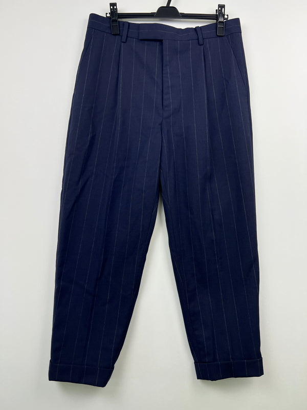 【中古品】【メンズ】 WACKO MARIA ワコマリア DOUBLE PLEATED TROUSERS ドーメル プリーツトラウザーズ ボトムス パンツ 142-260628-kk-04-hon サイズ：XL カラー：ネイビー 万代Net店