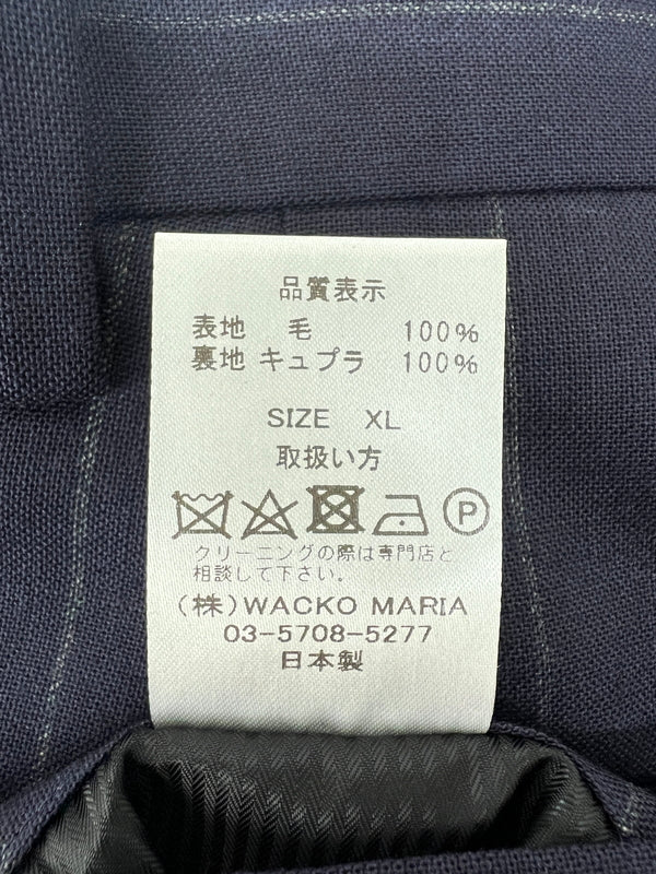 【中古品】【メンズ】 WACKO MARIA ワコマリア DOUBLE PLEATED TROUSERS ドーメル プリーツトラウザーズ ボトムス パンツ 142-260628-kk-04-hon サイズ：XL カラー：ネイビー 万代Net店