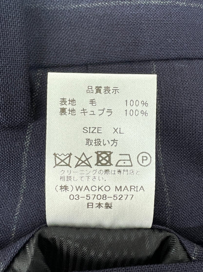 【中古品】【メンズ】 WACKO MARIA ワコマリア DOUBLE PLEATED TROUSERS ドーメル プリーツトラウザーズ ボトムス パンツ 142-260628-kk-04-hon サイズ：XL カラー：ネイビー 万代Net店