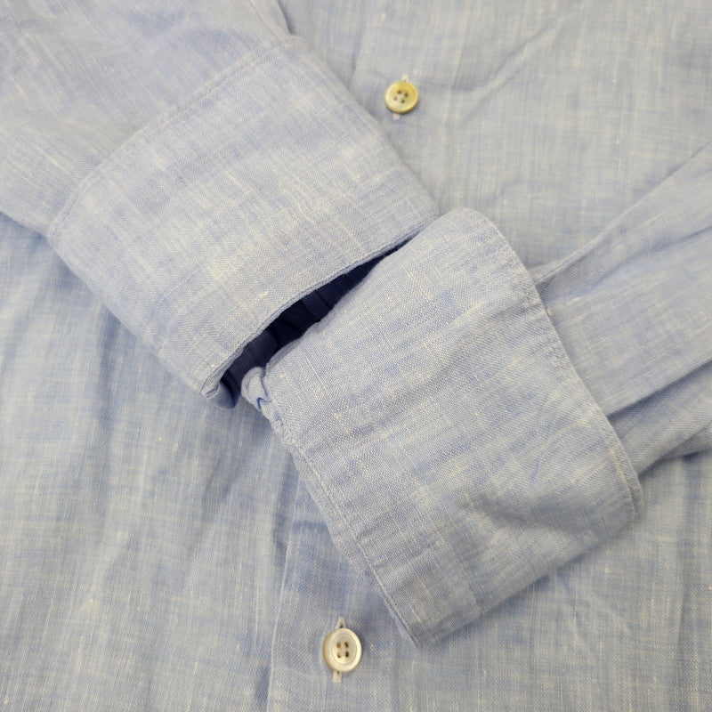 【中古品】【メンズ】 FINAMORE フィナモレ ONE PIECE COLLAR L/S LINEN SHIRT ワンピースカラー ロングスリーブ リネンシャツ イタリア製 長袖 147-260718-as-07-izu サイズ：44 カラー：ライトブルー 万代Net店