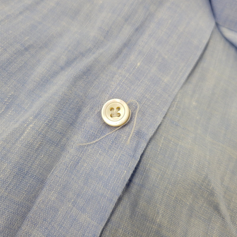 【中古品】【メンズ】 FINAMORE フィナモレ ONE PIECE COLLAR L/S LINEN SHIRT ワンピースカラー ロングスリーブ リネンシャツ イタリア製 長袖 147-260718-as-07-izu サイズ：44 カラー：ライトブルー 万代Net店