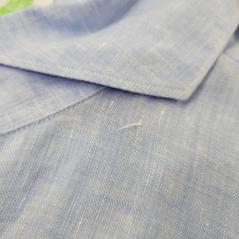 【中古品】【メンズ】 FINAMORE フィナモレ ONE PIECE COLLAR L/S LINEN SHIRT ワンピースカラー ロングスリーブ リネンシャツ イタリア製 長袖 147-260718-as-07-izu サイズ：44 カラー：ライトブルー 万代Net店