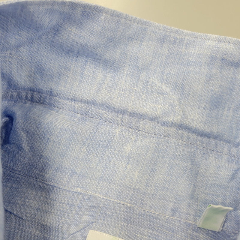 【中古品】【メンズ】 FINAMORE フィナモレ ONE PIECE COLLAR L/S LINEN SHIRT ワンピースカラー ロングスリーブ リネンシャツ イタリア製 長袖 147-260718-as-07-izu サイズ：44 カラー：ライトブルー 万代Net店