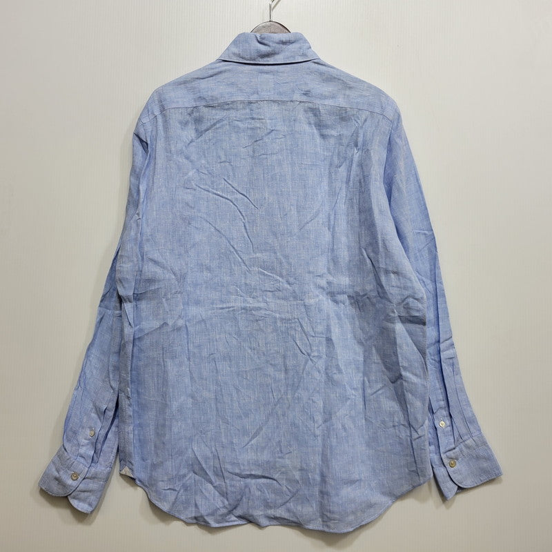 【中古品】【メンズ】 FINAMORE フィナモレ ONE PIECE COLLAR L/S LINEN SHIRT ワンピースカラー ロングスリーブ リネンシャツ イタリア製 長袖 147-260718-as-07-izu サイズ：44 カラー：ライトブルー 万代Net店