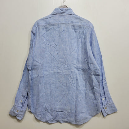 【中古品】【メンズ】 FINAMORE フィナモレ ONE PIECE COLLAR L/S LINEN SHIRT ワンピースカラー ロングスリーブ リネンシャツ イタリア製 長袖 147-260718-as-07-izu サイズ：44 カラー：ライトブルー 万代Net店