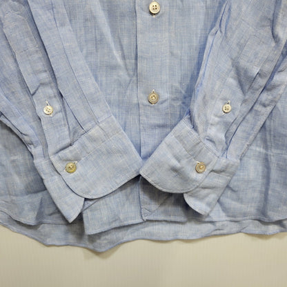 【中古品】【メンズ】 FINAMORE フィナモレ ONE PIECE COLLAR L/S LINEN SHIRT ワンピースカラー ロングスリーブ リネンシャツ イタリア製 長袖 147-260718-as-07-izu サイズ：44 カラー：ライトブルー 万代Net店