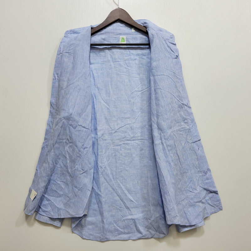 【中古品】【メンズ】 FINAMORE フィナモレ ONE PIECE COLLAR L/S LINEN SHIRT ワンピースカラー ロングスリーブ リネンシャツ イタリア製 長袖 147-260718-as-07-izu サイズ：44 カラー：ライトブルー 万代Net店