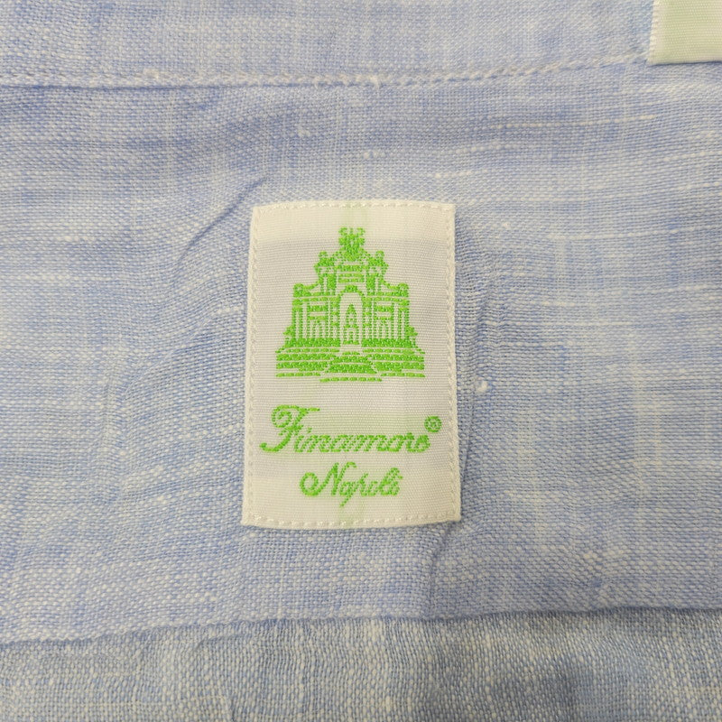 【中古品】【メンズ】 FINAMORE フィナモレ ONE PIECE COLLAR L/S LINEN SHIRT ワンピースカラー ロングスリーブ リネンシャツ イタリア製 長袖 147-260718-as-07-izu サイズ：44 カラー：ライトブルー 万代Net店