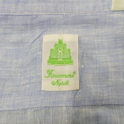 【中古品】【メンズ】 FINAMORE フィナモレ ONE PIECE COLLAR L/S LINEN SHIRT ワンピースカラー ロングスリーブ リネンシャツ イタリア製 長袖 147-260718-as-07-izu サイズ：44 カラー：ライトブルー 万代Net店
