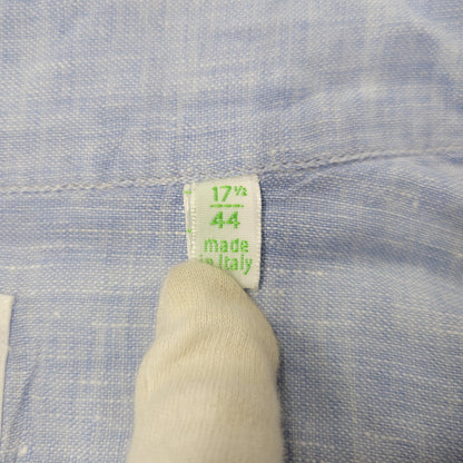 【中古品】【メンズ】 FINAMORE フィナモレ ONE PIECE COLLAR L/S LINEN SHIRT ワンピースカラー ロングスリーブ リネンシャツ イタリア製 長袖 147-260718-as-07-izu サイズ：44 カラー：ライトブルー 万代Net店