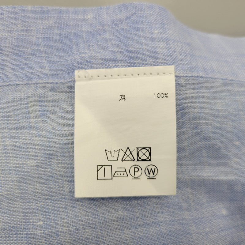 【中古品】【メンズ】 FINAMORE フィナモレ ONE PIECE COLLAR L/S LINEN SHIRT ワンピースカラー ロングスリーブ リネンシャツ イタリア製 長袖 147-260718-as-07-izu サイズ：44 カラー：ライトブルー 万代Net店